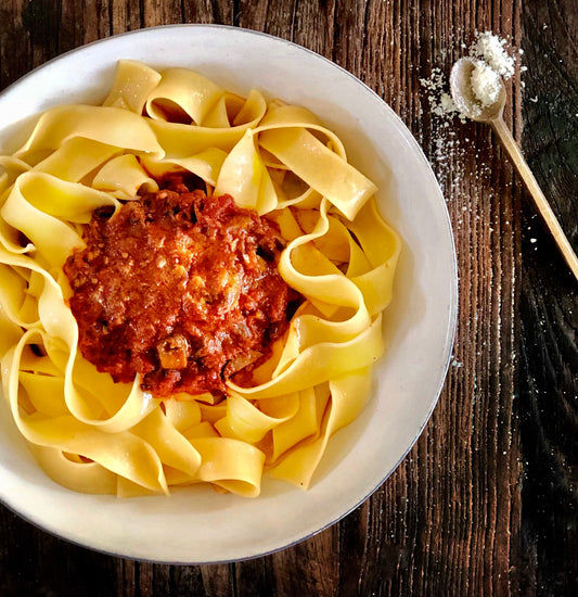 Oyster Mushroom Bolognese with Pappardelle